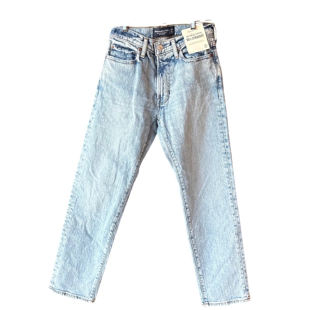 Abercrombie Fitch 90s Straight Jeans‎ Womens 28 x 28 Light Wash New With Tags